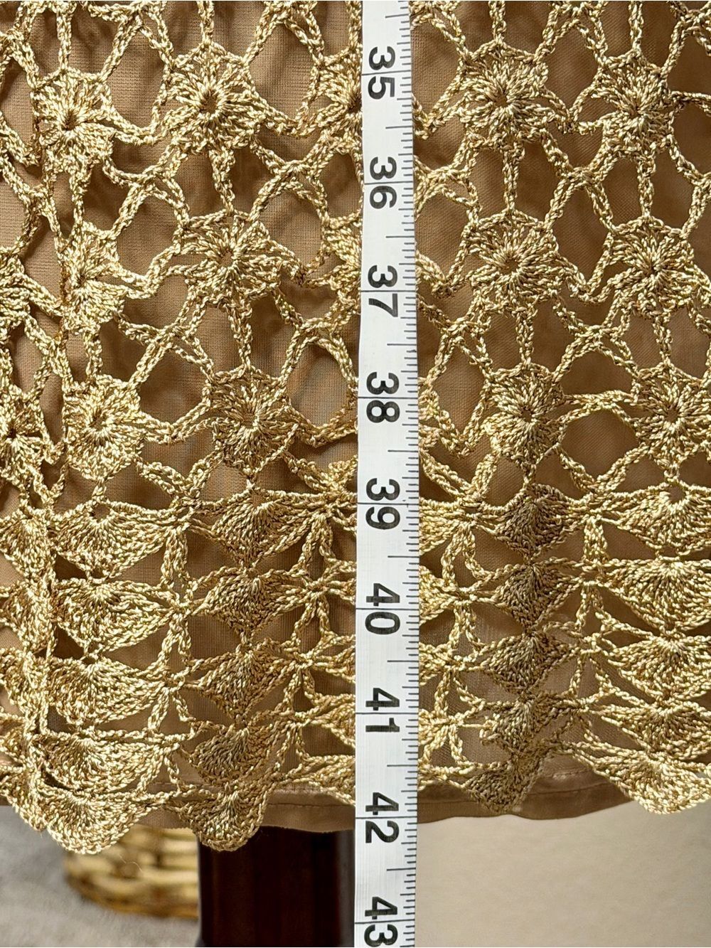 Gold Crochet Floral Knit Tank Dress - Picture 6 of 10